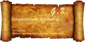 Geyduschek Klaudia névjegykártya